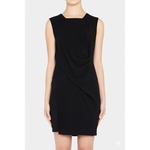 Helmut‎ Lang Slink Seam Mini Wrap Dress Womens Medium Black Stretch Square Neck